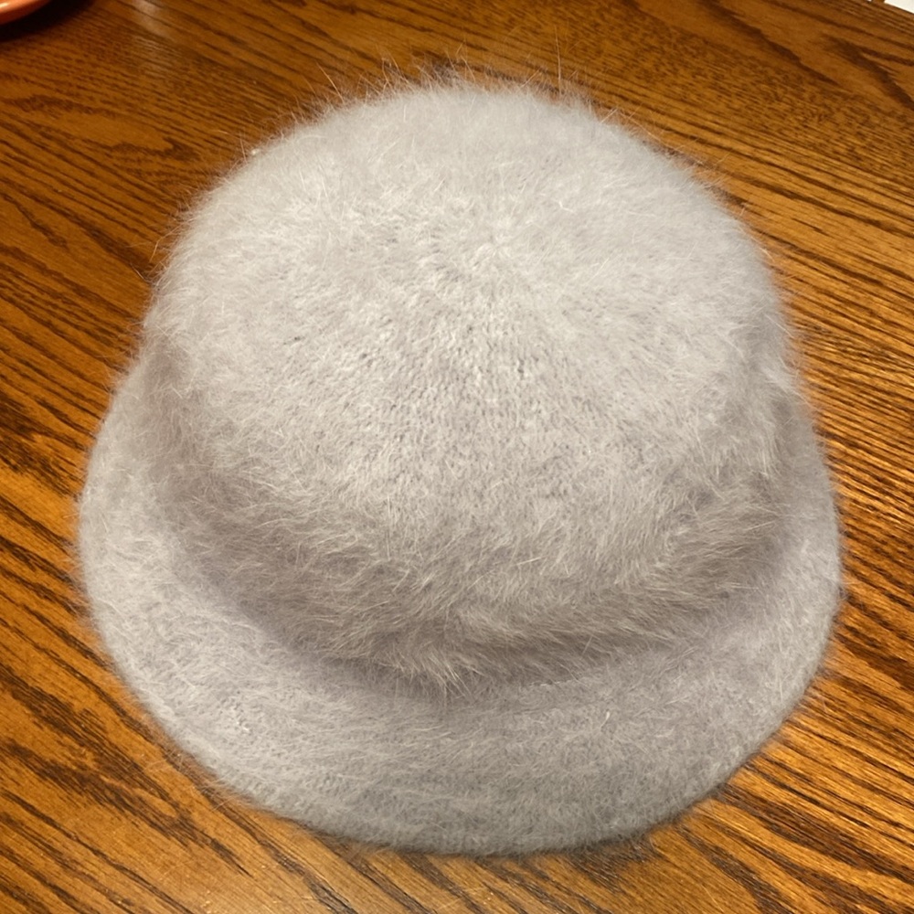Angora Rabbit Hair Blend Bucket Hat in Soft Silver - Picture 9 of 15